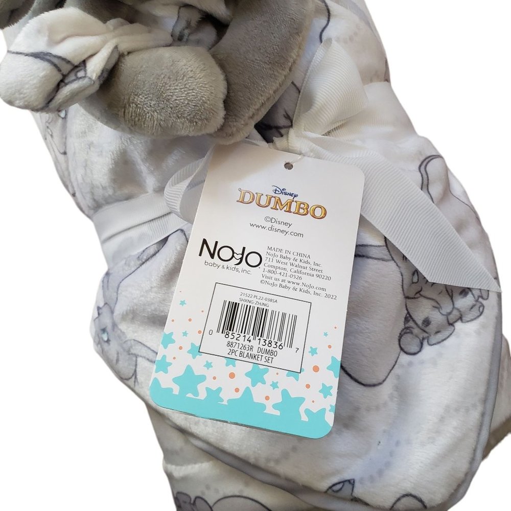 Disney Dumbo Gray White Sherpa Baby Blanket & Lovie 2 Piece Set NWT - Picture 3 of 6